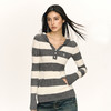 Ariseism 没事复古修身连帽条纹针织衫女春季新款上衣 商品缩略图1