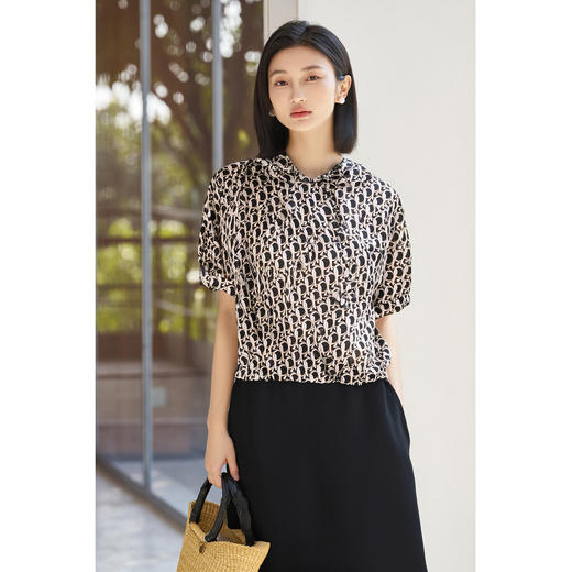 米思阳2025夏季新款独特小众设计衬衫印花时尚减龄气质小衫女 商品图3