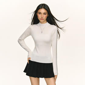 Ariseism 美式复古薄款微透圆领长袖针织衫女春季新款打底上衣