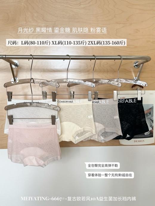 ✨半透蕾丝提花花纹面料 奢华美感高阶性感【复古欧若风10A益生菌加长裆内裤】高颜值英文字母印花点缀 舒适且时尚 无勒感不卷边 商品图4