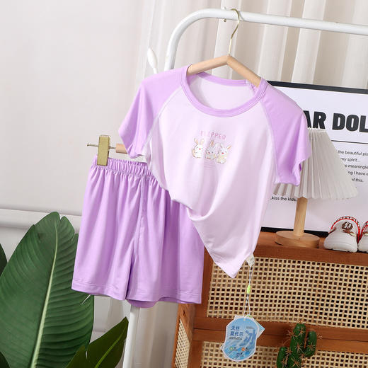 （两套5折）儿童男女款中小童A类无骨莫代尔短袖家居服套装 商品图10