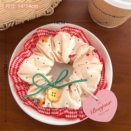 【夏日清爽，花边蝴蝶结发圈！】夏日清爽蝴蝶结蕾丝花边大肠发圈 少女田园风高级感 大号丸子头发绳-QQ 商品图11