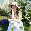 绽放旅行女装254朵/天丝苎麻印花圆领连肩短袖T恤女舒适五分袖 商品缩略图0