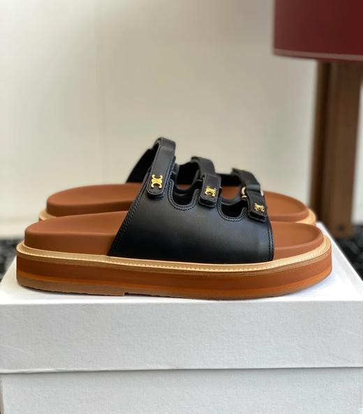 赛琳新款魔术贴细带小标显瘦鞋拖款纯皮凉鞋 商品图5