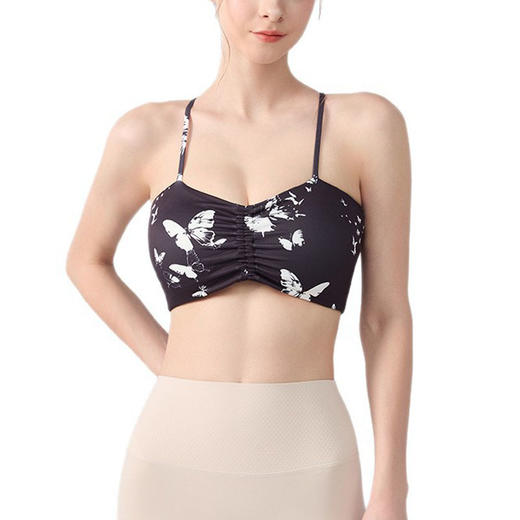 跃牌【海听系列】交叉美背固定杯健身瑜伽服浪漫休闲印花运动文胸XC80 商品图4