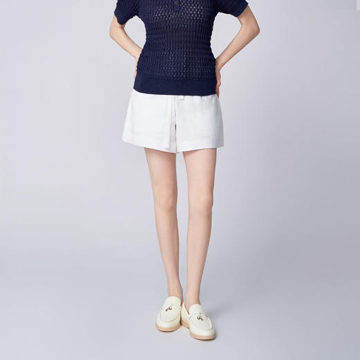 COCO ZONE 刘一一【100亚麻】简约纯色松紧抽绳短裤CD2A0850 商品图1
