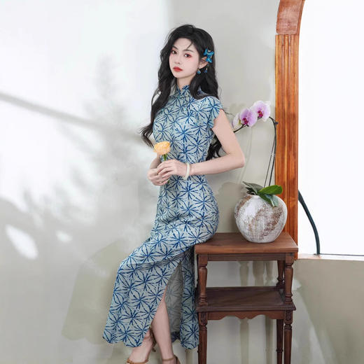 高档传统青花瓷国风修身素雅旗袍QJZ1056 商品图3
