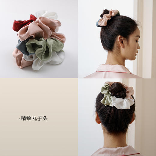 金三塔100%桑蚕丝拼色发圈复古简约柔软舒适弹力均码女士发箍发绳  JXQ310 商品图3