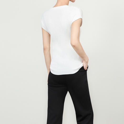 「高货wl」全新升级【铂金会员146/天猫199/差价53】(00947)洛诗琳2025坑条兰精天丝针织撞色领弹力假两件百搭T恤上衣 商品图3