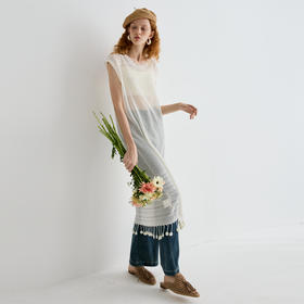 谜底针织连衣裙无袖女2025夏季新品复古文艺两件套长裙252MZ0858