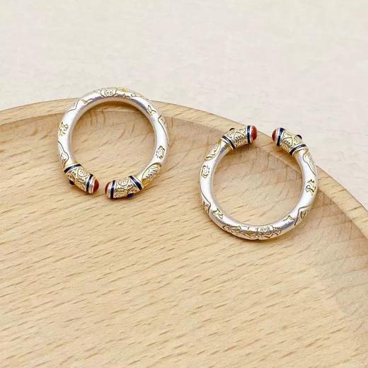 250819售罄下架|售完不补【敦煌瑞锦·卷草纹铜钱戒指】敦煌卷草纹吉言戒指 女实心描金雕刻银指环 国风礼物 商品图6