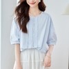 馥迦韩系通勤泡泡袖纯棉衬衫 商品缩略图2