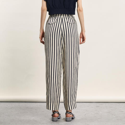 谜底黑白条纹萝卜裤女2024年夏季新品复古通勤西裤长裤242MK0715 商品图2