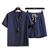 【亚麻短袖短裤套装】中国风宽松大码 V领t恤夏季潮流休闲运动两件套 休闲装 商品缩略图4