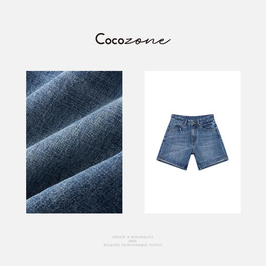 COCO ZONE 刘一一【100棉】复古做旧水洗高腰牛仔短裤CD1A0699 商品图4