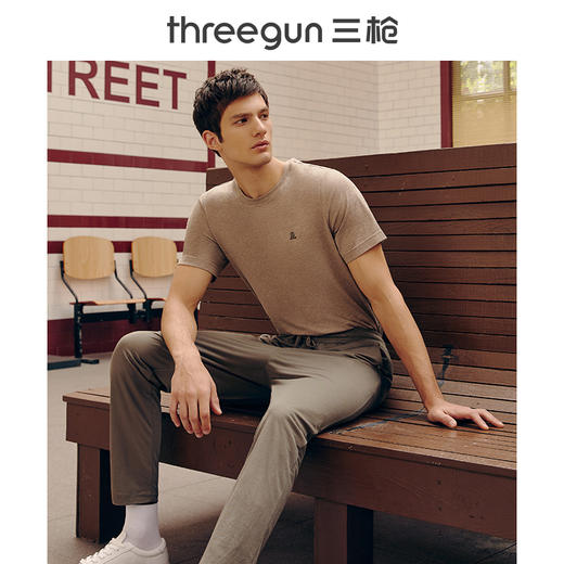 Threegun三枪 【浄呼吸】圆领男士短袖T恤-23457A211 商品图2