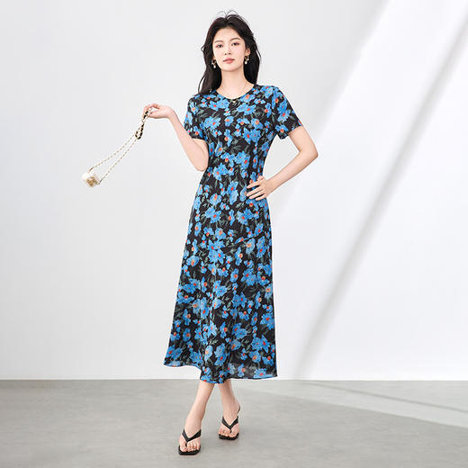 「高货wl」全新升级【铂金会员293/天猫389/差价96】(03940)洛诗琳气质印花连衣裙2025夏季新款收腰显瘦度假风长裙女 商品图0
