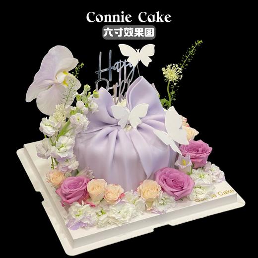 紫色系翻糖蝴蝶结鲜花蛋糕 商品图1