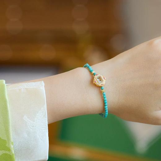 【新款湖北原矿绿松石手链】新中式原矿天然小绿松石手链女 单圈手串 国风超细小众礼物 商品图5