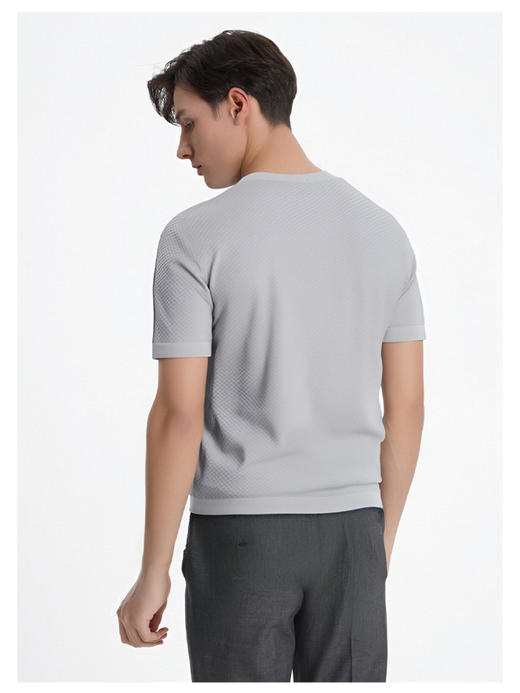 callisto米色亨利领泡泡凉感T恤 商品图4