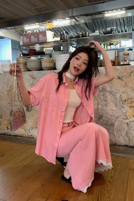 WHO KNOWS 粉色牛仔衬衫半裙套装 20439 商品图5