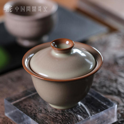 问鼎哥窑无纹金标款知远二才盖碗 商品图2