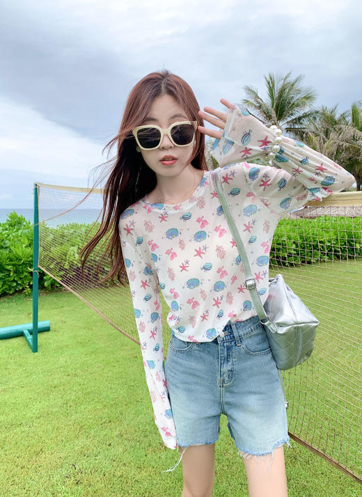 【110元任选3件】现货秒杀！叠穿薄款印花防晒长袖 商品图5