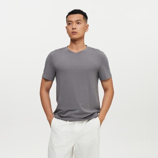 oneup天丝麻桑蚕丝V领短袖T恤 商品图1