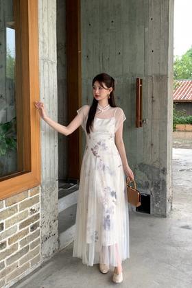 SUMMER & SAGE 新中式薄纱罩衫吊带裙套装 20450