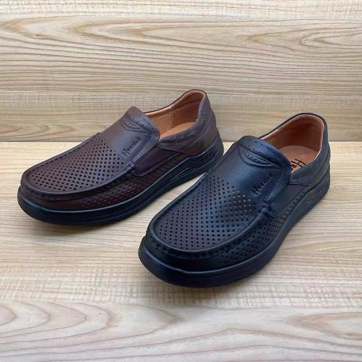 豪行2024年夏季新品商务休闲真皮冲孔软底男单鞋14215560 商品图2