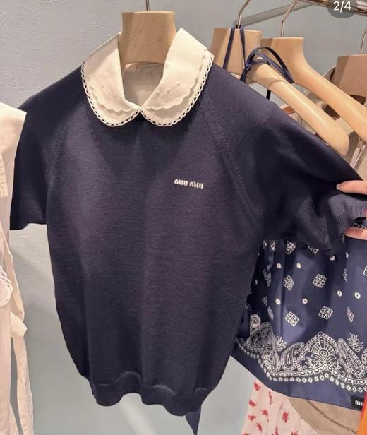 重磅无补  miu精纺羊毛插肩袖  针织短袖T恤 商品图0