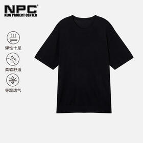NPC潮牌100%极细美丽诺羊毛圆领短袖T恤男48支纱线透气NP52TE29