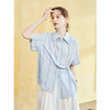 两三事 褶间呼吸 2025夏季新款简约字母刺绣条纹绑带衬衫女 商品缩略图1