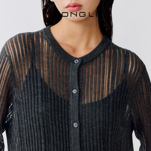 东黎 • 温柔的海风 波光透影 桑蚕丝山羊绒女士V领开衫 5211 商品图2