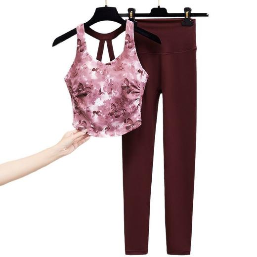 2025 Luulu new short sleeved fitness Pilates training suit top high-end three piece set 商品图4