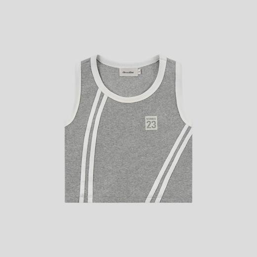 GOODBAI 23 logo编号不规则撞色织带圆领工字背心 商品图2