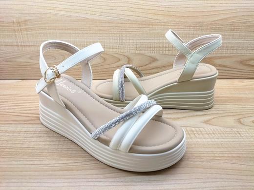 夏季女鞋新款豪行正品24230288时尚镶钻甜美百搭坡跟增高女凉鞋子 商品图5