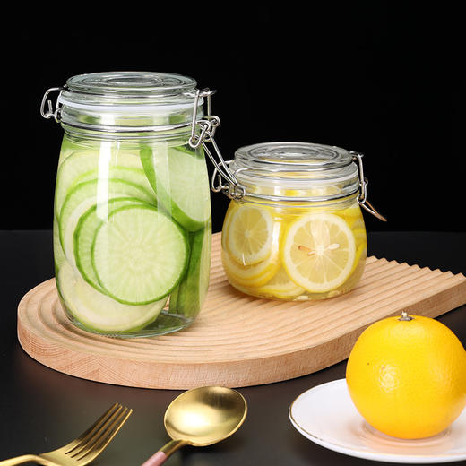 【卡扣玻璃密封罐】食品级瓶子泡酒容器泡菜坛子腌制咸菜蜜罐头杂粮收纳空瓶 商品图8