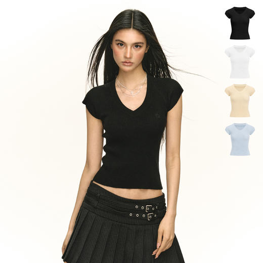 Ariseism 美式复古辣妹短袖T恤女2025夏季新款修身上衣 商品图0