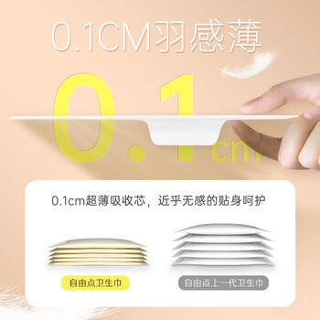 自由点羽翼轻轻卫生巾赵露思同款超薄棉柔姨妈巾夜用组合280mm12包96片 商品图3