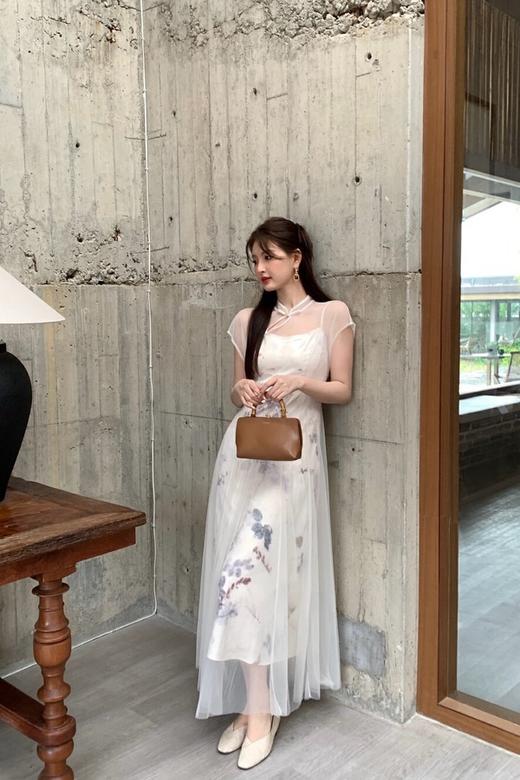 SUMMER & SAGE 新中式薄纱罩衫吊带裙套装 20450 商品图7