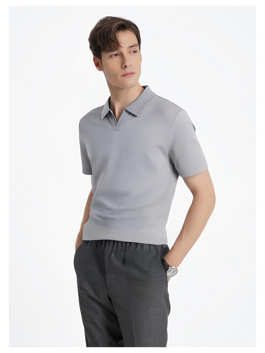 callisto水雾灰丝绵混纺华夫格微泡肌理韵达休闲套装短袖 商品图3