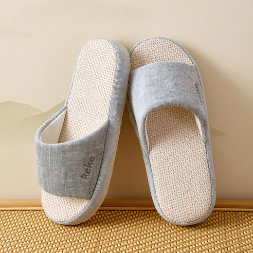 【超值2双装】窠窠良品 keke -muji风 木质感居家外穿 静音透气 棉麻拖鞋 商品图6