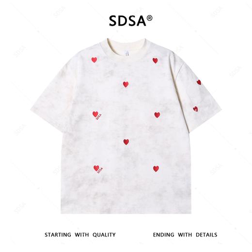 T3759夏季高级感新款男士满天星刺绣爱心短袖T恤轻奢时尚百搭圆领上衣 商品图0