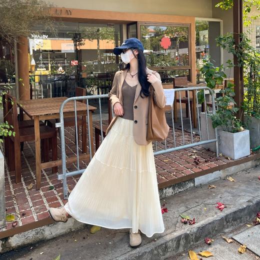 【视觉显高 仙气飘飘】梦惠妮雨雾紫藤压褶半裙仙女裙 透气雪纺 细腻亲肤 商品图3