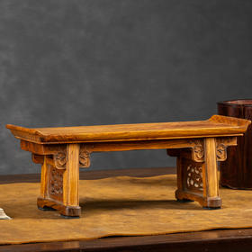 黄花梨夹头榫螭龙纹翘头案中案摆件