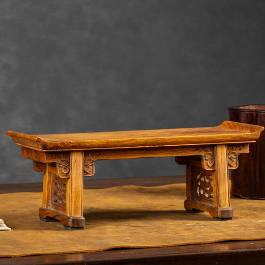 黄花梨夹头榫螭龙纹翘头案中案摆件 商品图0