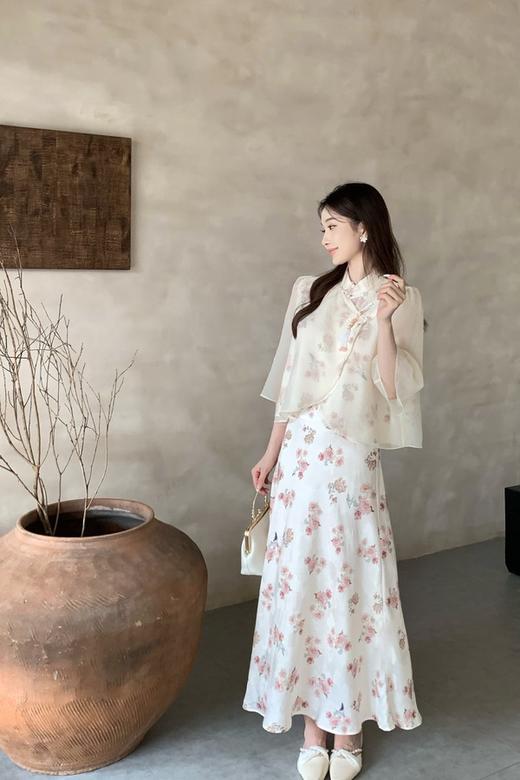 SUMMER & SAGE 新中式盘扣拼纱上衣+碎花半身裙 20456 商品图0