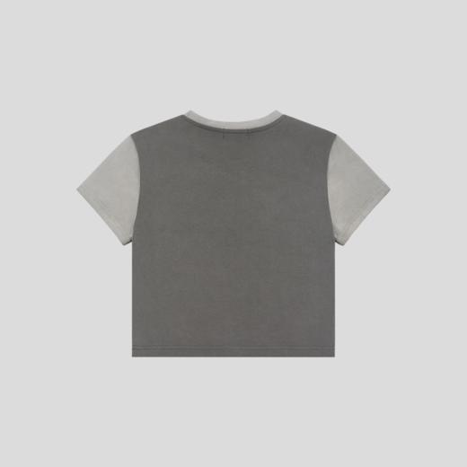 GOODBAI GB白鸽星星印花撞色拼接圆领紧身短款T恤 商品图4