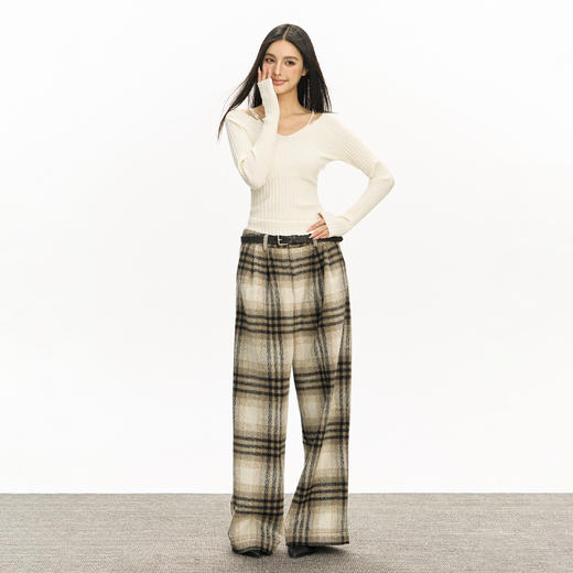 Ariseism 美式复古呢子休闲裤女春季新款长裤子 商品图4